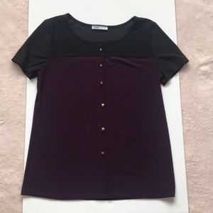 Purple and black dress blouse